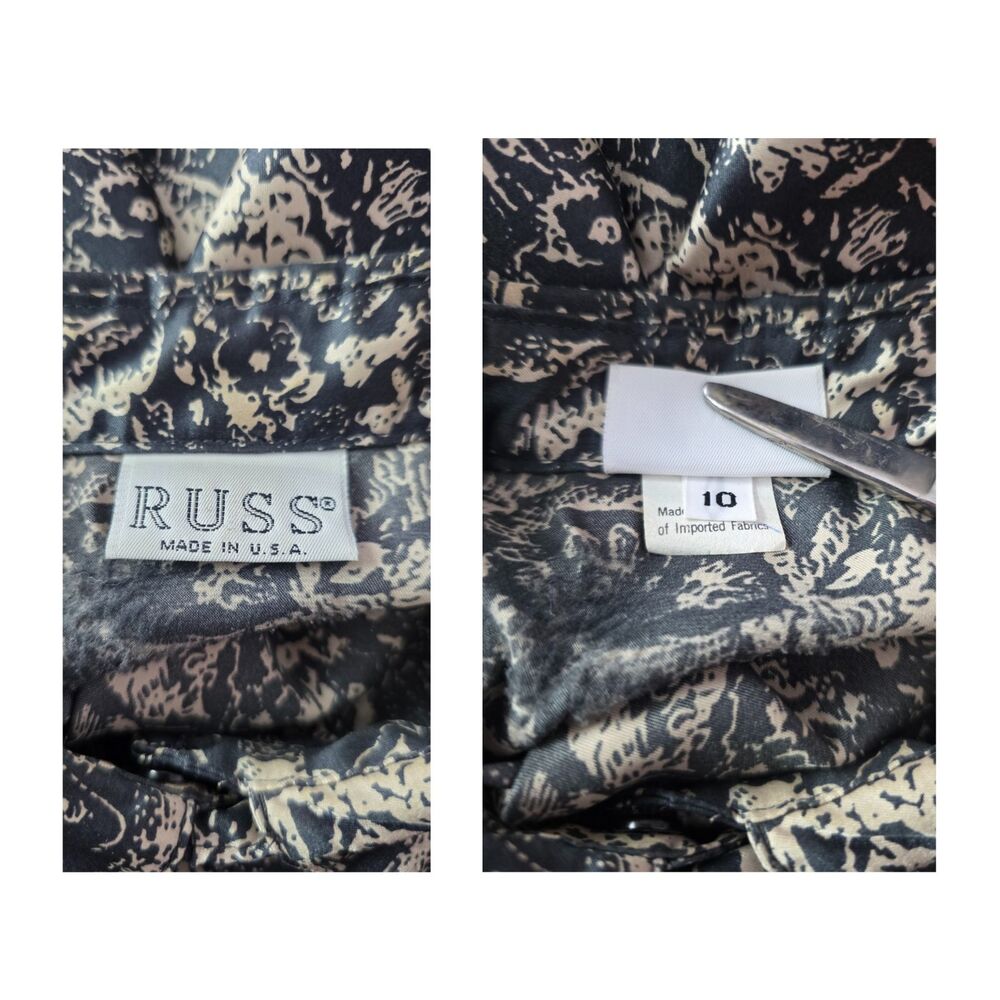 VTG Russ Womens Button Front Blouse Removable Bib USA Classic Retro Size 10 - Picture 4 of 7